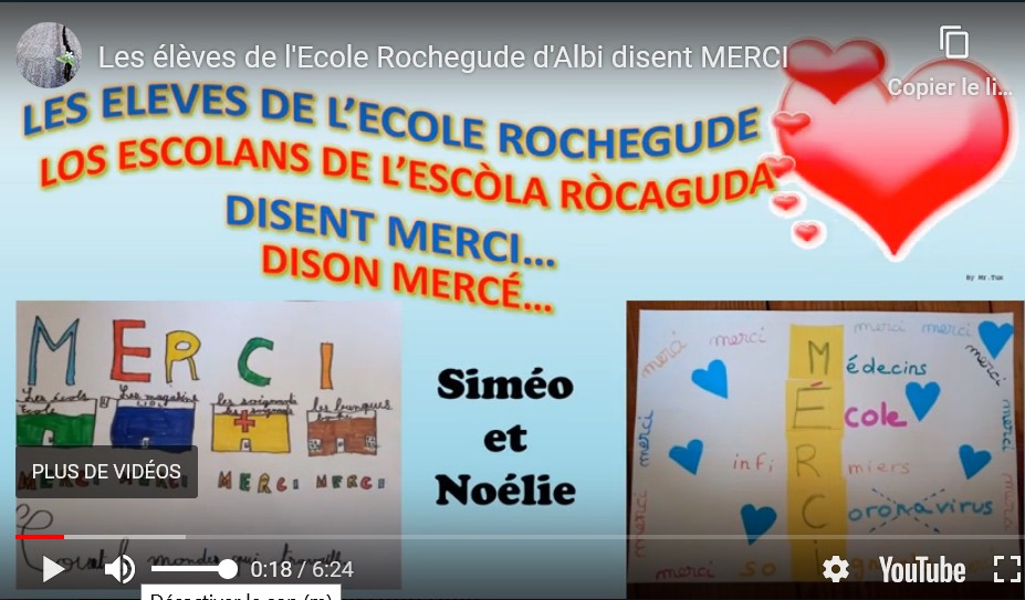 Les élèves de l'Ecole Rochegude d'Albi disent Merci