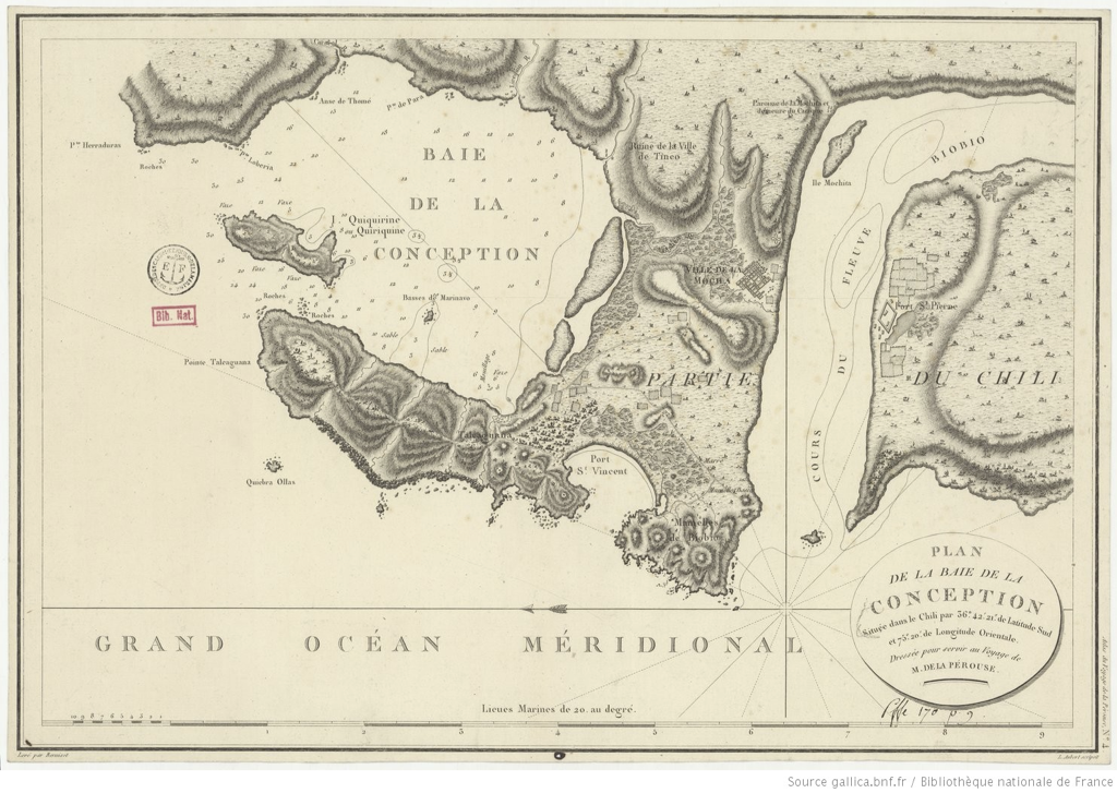 Plan de la baie de la Conception située sur la côte Chili