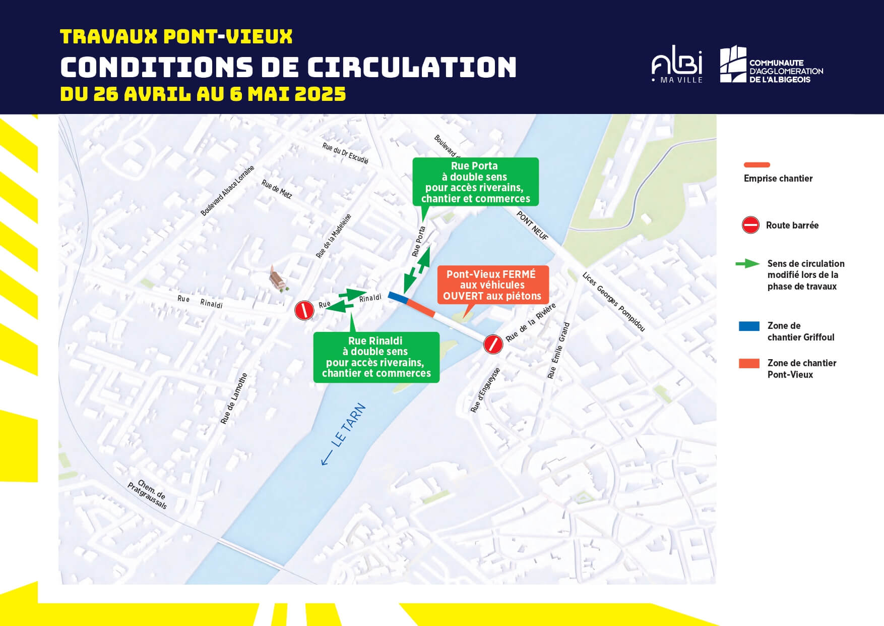 Circulation Pont-Vieux d'avril à mai 2025