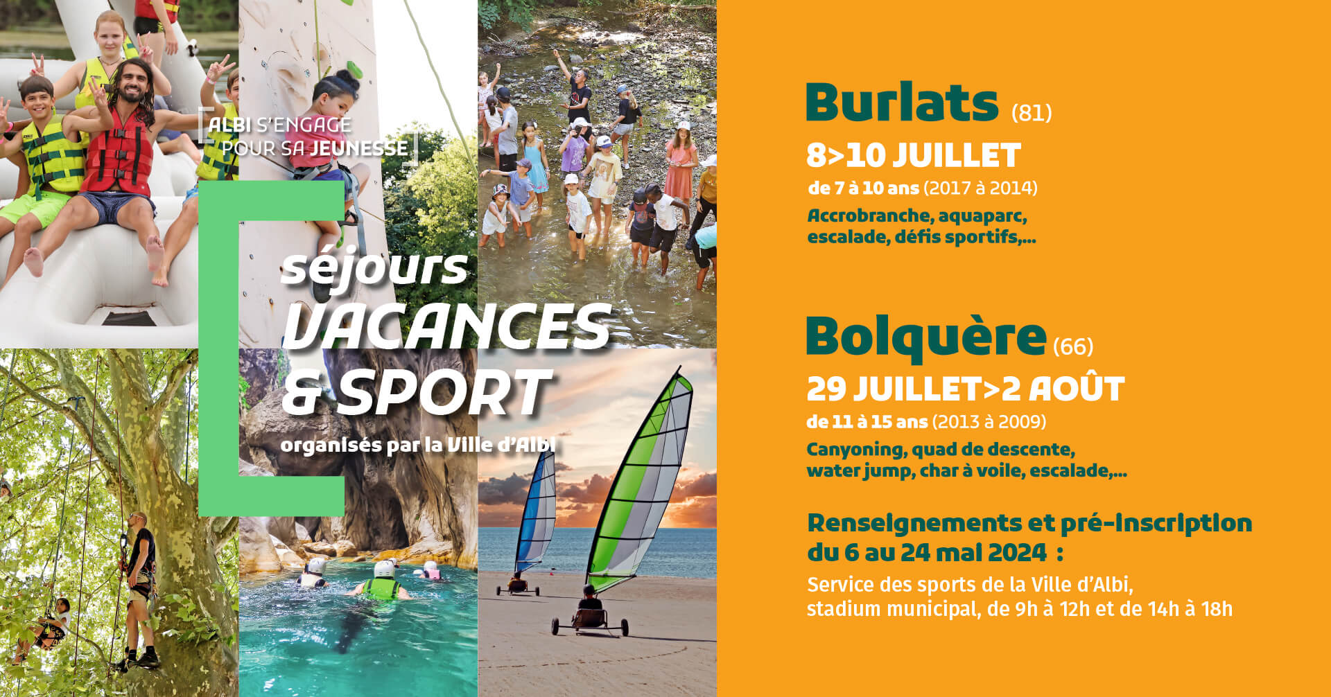 Inscriptions séjours sport jeunesse été 2024