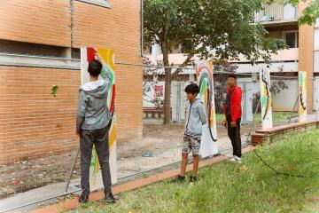 Chantier artistique dans le cadre du projet de rénovation urbaine du quartier de Cantepau.