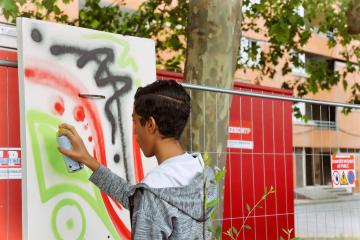 Chantier artistique dans le cadre du projet de rénovation urbaine du quartier de Cantepau.