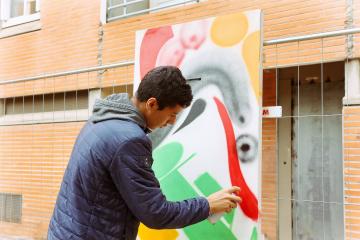 Chantier artistique dans le cadre du projet de rénovation urbaine du quartier de Cantepau.