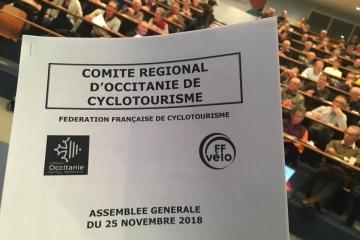Plus de 200 participants venus de toute la région ont participé aujourd’hui à l’assemblée générale du Comité Régional Occitanie de Cyclotourisme, à l'Ecole des Mines.... Félicitations à Steve Jackson, président du comité départemental, pour l’organisation de cette manifestation Et félicitations également à André Klavun qui a reçu le « ruban bleu » de la fédération pour l’action du COSFIC de la semaine fédérale 2015....