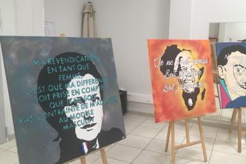 Présentation à « l’atelier » du projet de street art initié par le collectif d’habitants du quartier de Lapanouse, dans le cadre des Ateliers de l’avenir portés par la Ville, en partenariat avec l’association des commerçants du quartier et avec l’artiste albigeois cObo