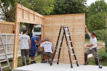Chalets à St Viateur, début de la pose
