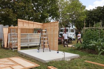Chalets à St Viateur, début de la pose