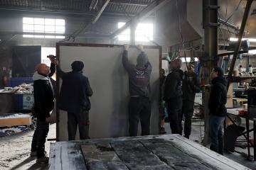 Assemblage des moules. Dernière étape avant la coulée du Bronze.