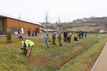 Plantation d'arbres à la Maison de quartier de Ranteil