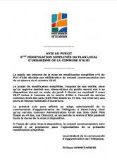 Avis au public : 6ème modification