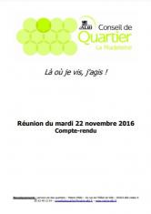 Conseil de quartier, compte rendu : La Madeleine 22 novembre 2016