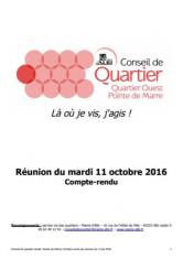 Conseil de quartier, compte rendu : Quartier Ouest Pointe de Marre 11 octobre 2016
