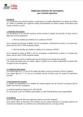 Règlement Intérieur des Inscriptions aux Activités Sportives