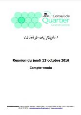 Conseil de quartier, compte rendu : Grand Centre 13 octobre 2016