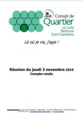Conseil de quartier, compte rendu : Lude - Bellevue - Saint Salvadou 3 novembre 2016