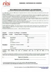 Formulaire de dispersion des cendres