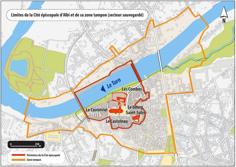 Limites de la Cité épiscopale d’Albi et de sa zone tampon. © Ville d'Albi